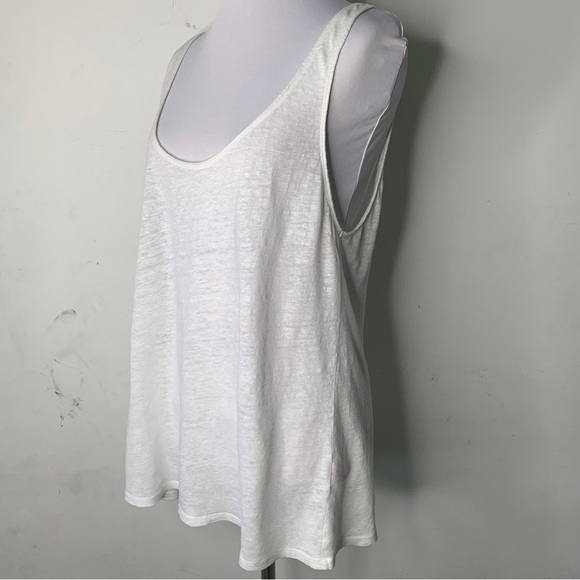 Calypso St. Barth Women's 100% Linen White Scoop Tank Top Size Large - Picture 3 of 15